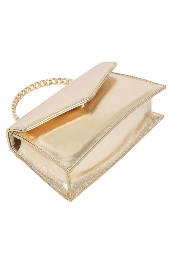 Gold Faux Leather Metal Handle Clutch - Shopblossomco